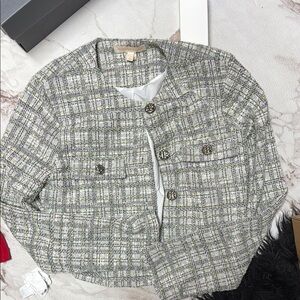 Elegant Tweed Blazer - Gray